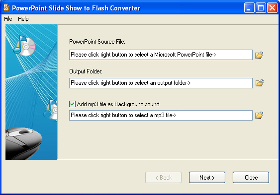Click to view PowerPoint Slide Show to Flash Converter 3.55 screenshot